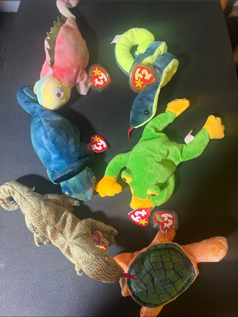 Ty Multicolor Animal Plush Set - Frog, Snake, Turtle & More (6)